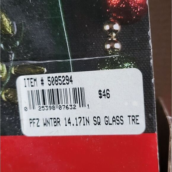 Pfaltzgraff Winterberry Square Glass 13.75" Christmas Tree Platter - Picture 3 of 8